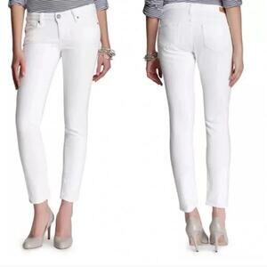 Paige Skyline Ankle Peg Jeans 9" Mid Rise Size 30 White Everyday Versatile EUC